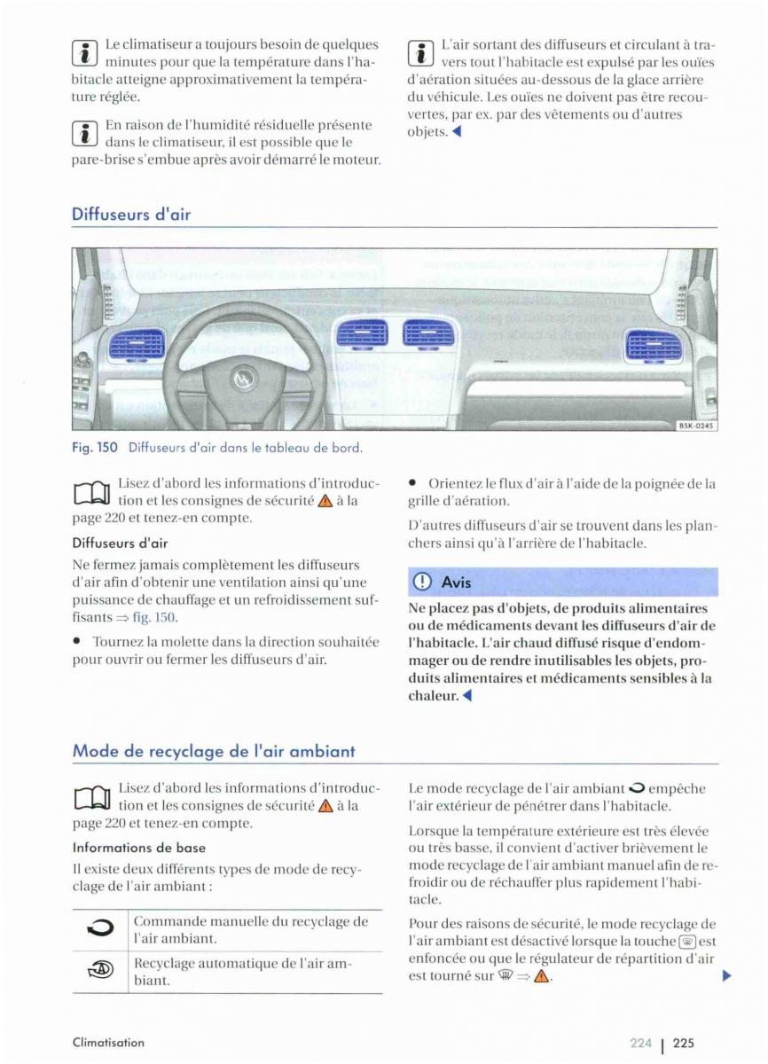 VW Golf VI 6 manuel du proprietaire / page 227