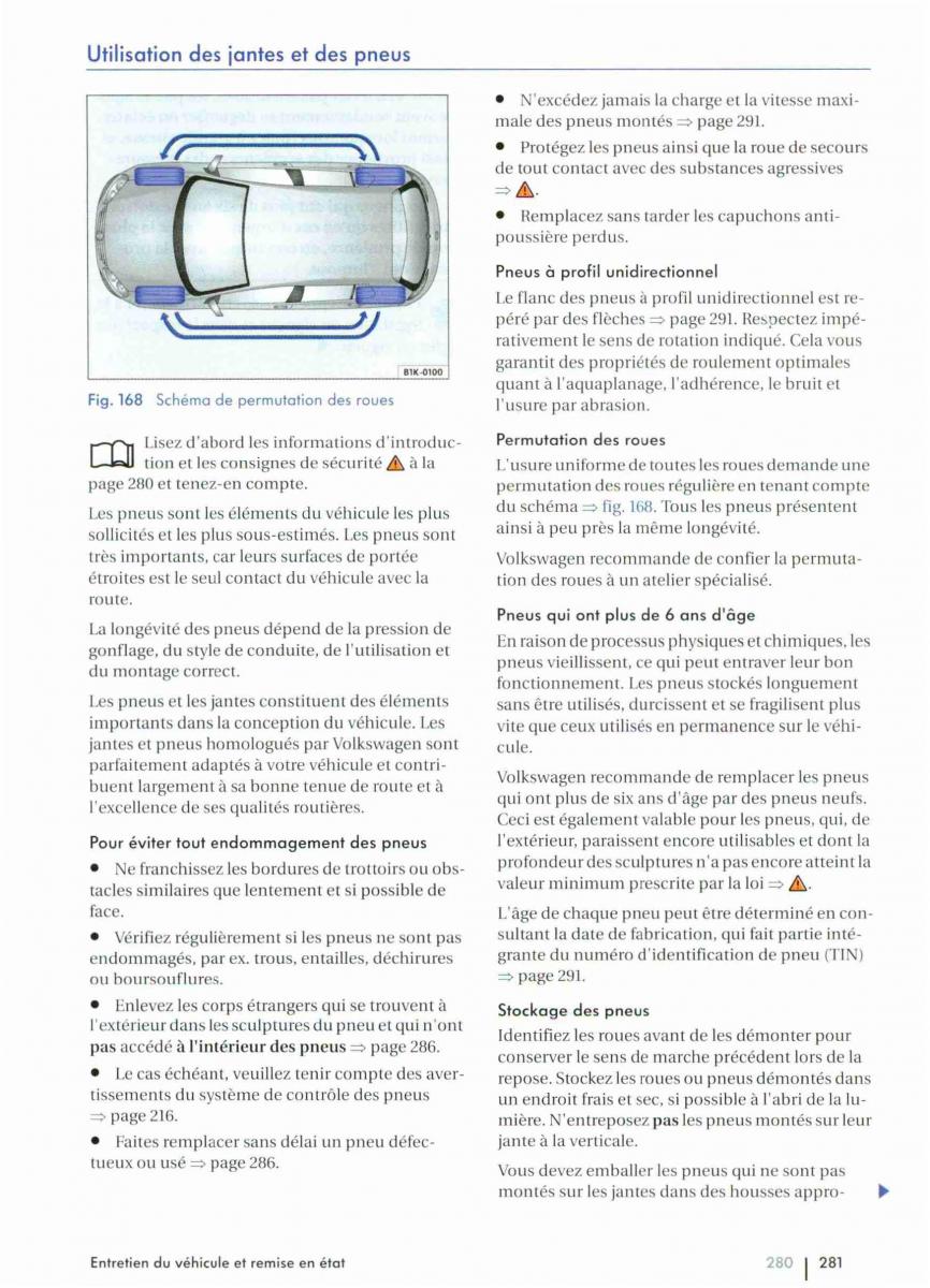 VW Golf VI 6 manuel du proprietaire / page 283