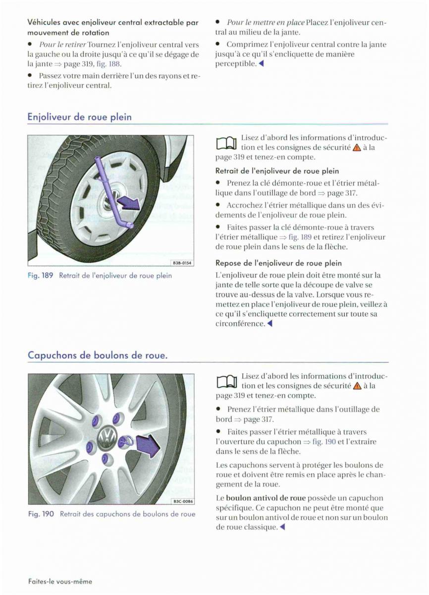 VW Golf VI 6 manuel du proprietaire / page 322