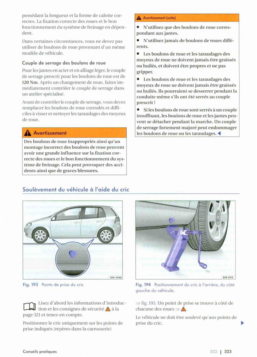 VW Golf VI 6 manuel du proprietaire / page 325