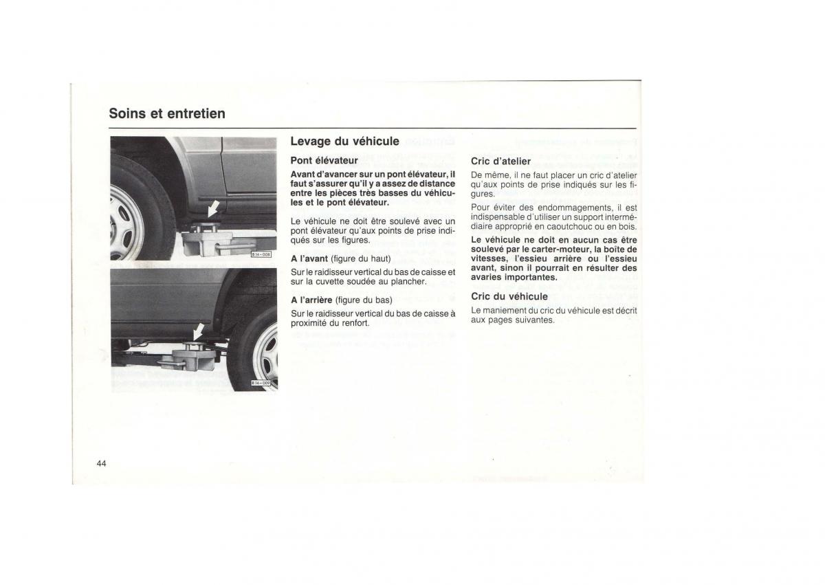 VW Golf I 1 pickup manuel du proprietaire / page 46