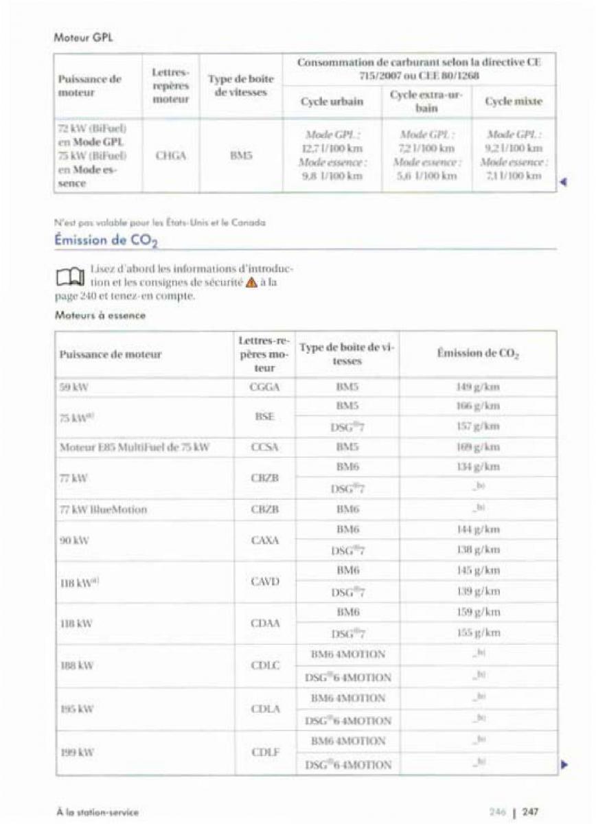 VW Golf Plus manuel du proprietaire / page 249