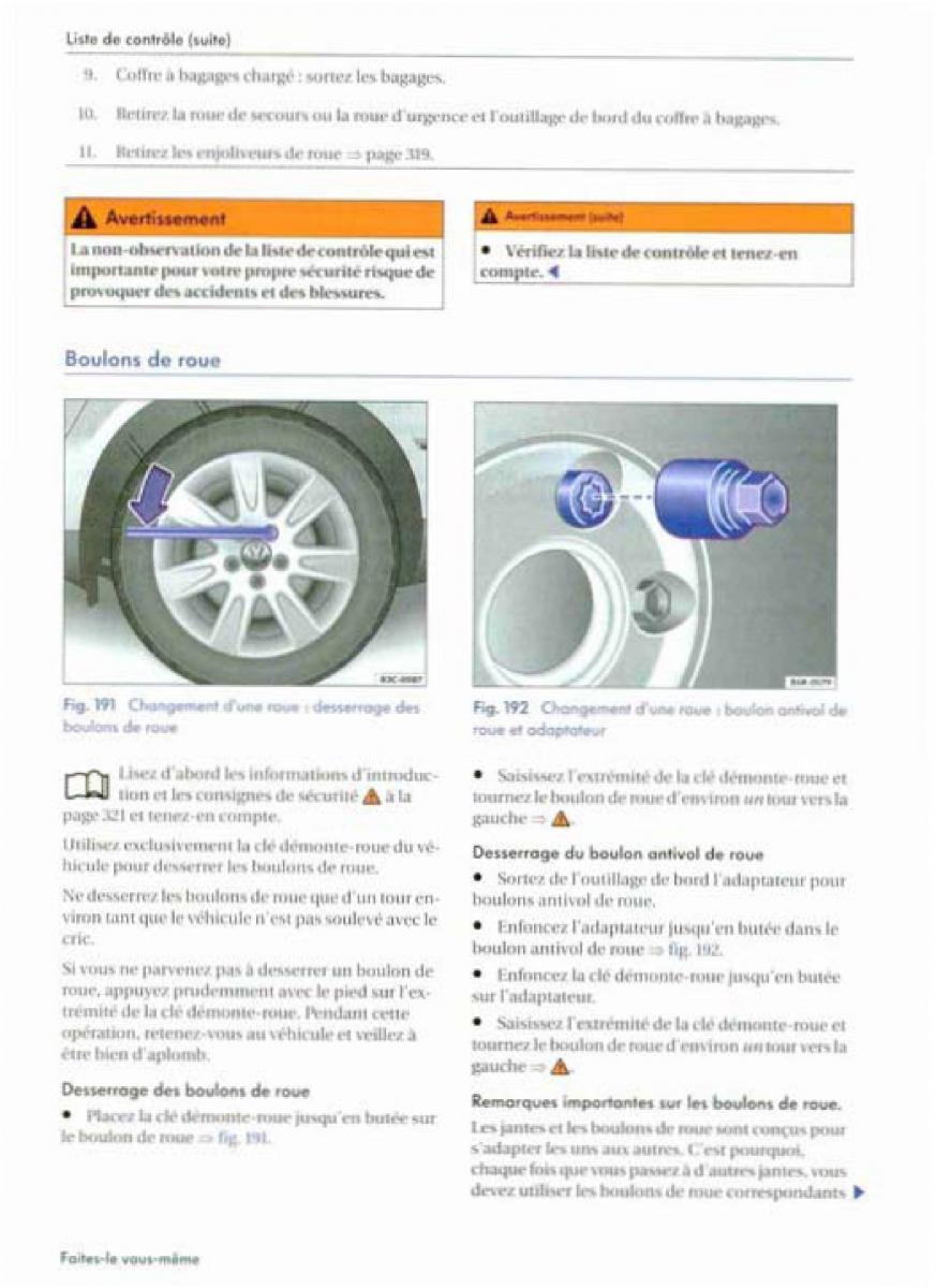 VW Golf Plus manuel du proprietaire / page 324