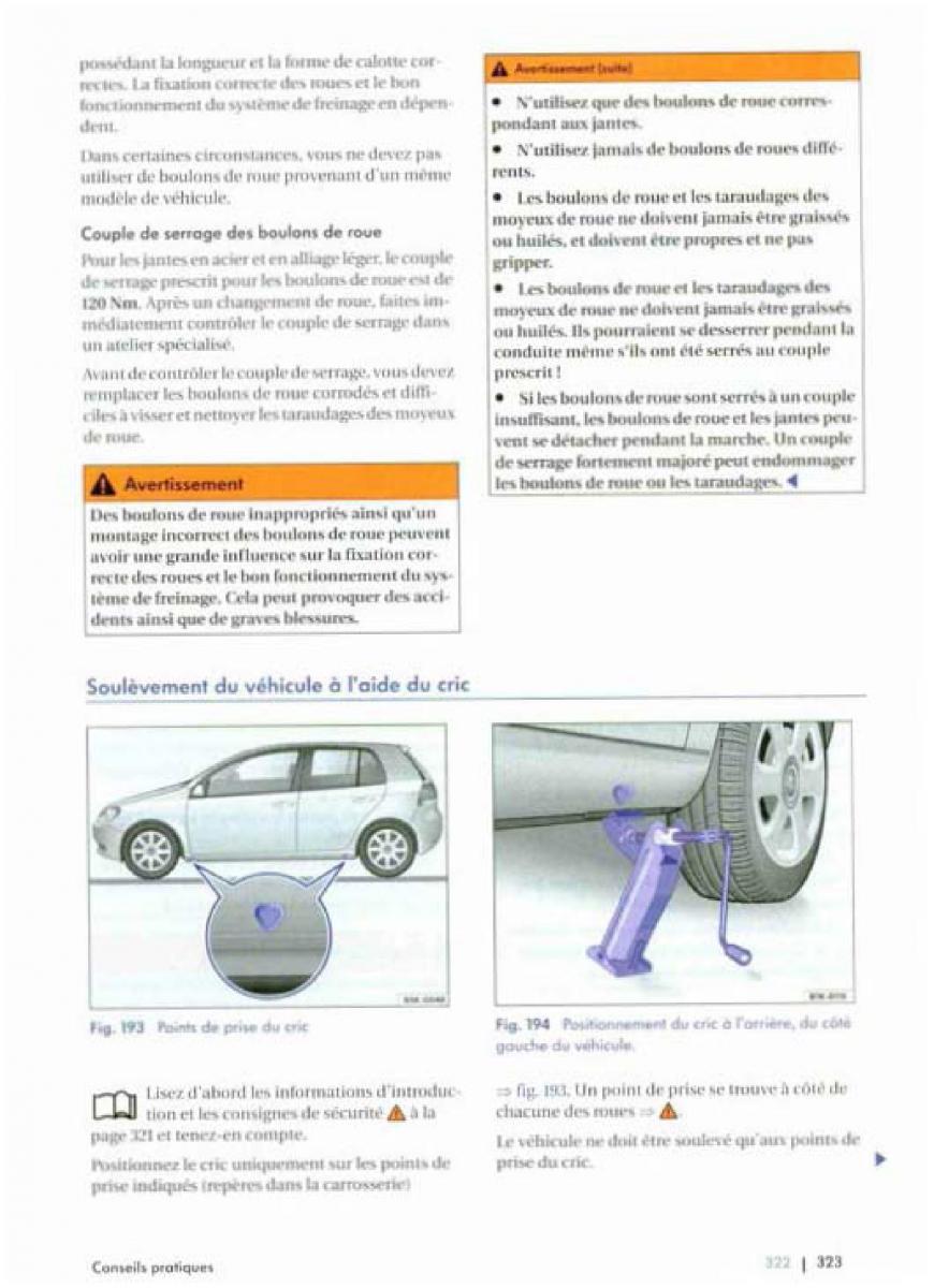 VW Golf Plus manuel du proprietaire / page 325