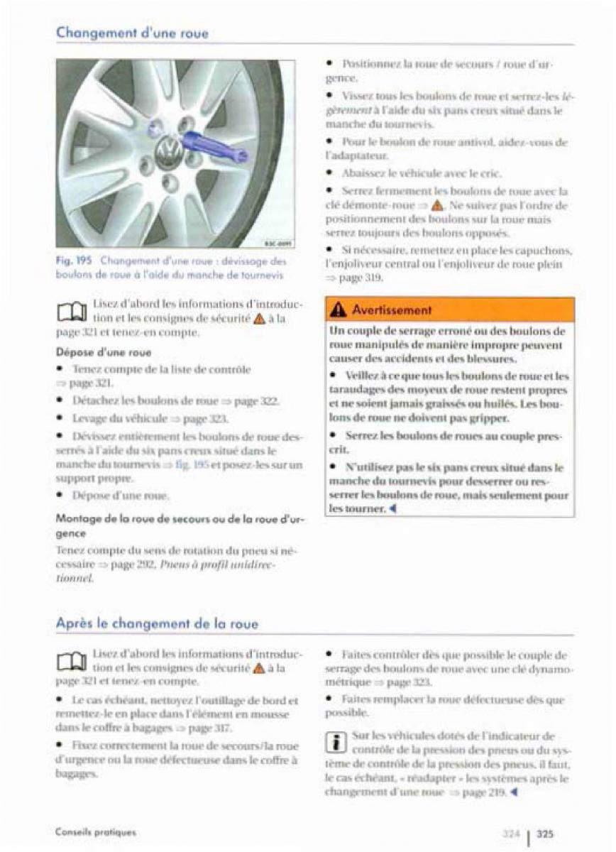 VW Golf Plus manuel du proprietaire / page 327