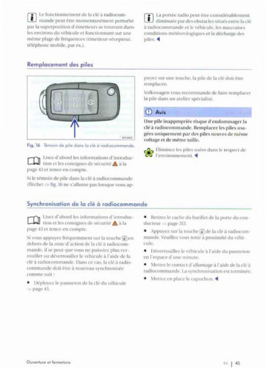 VW Golf Plus manuel du proprietaire / page 47