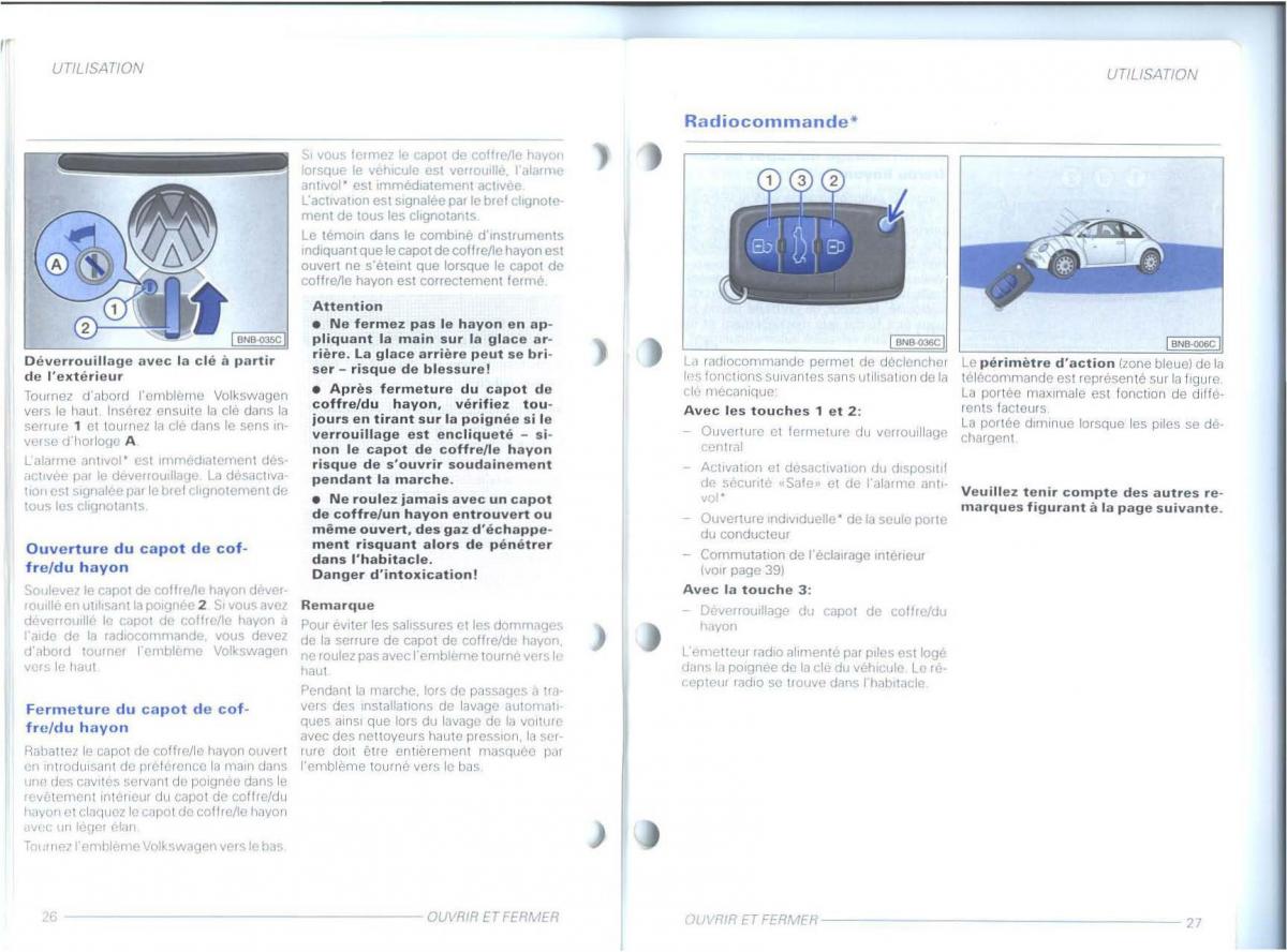 VW New Beetle Bjalla manuel du proprietaire / page 15