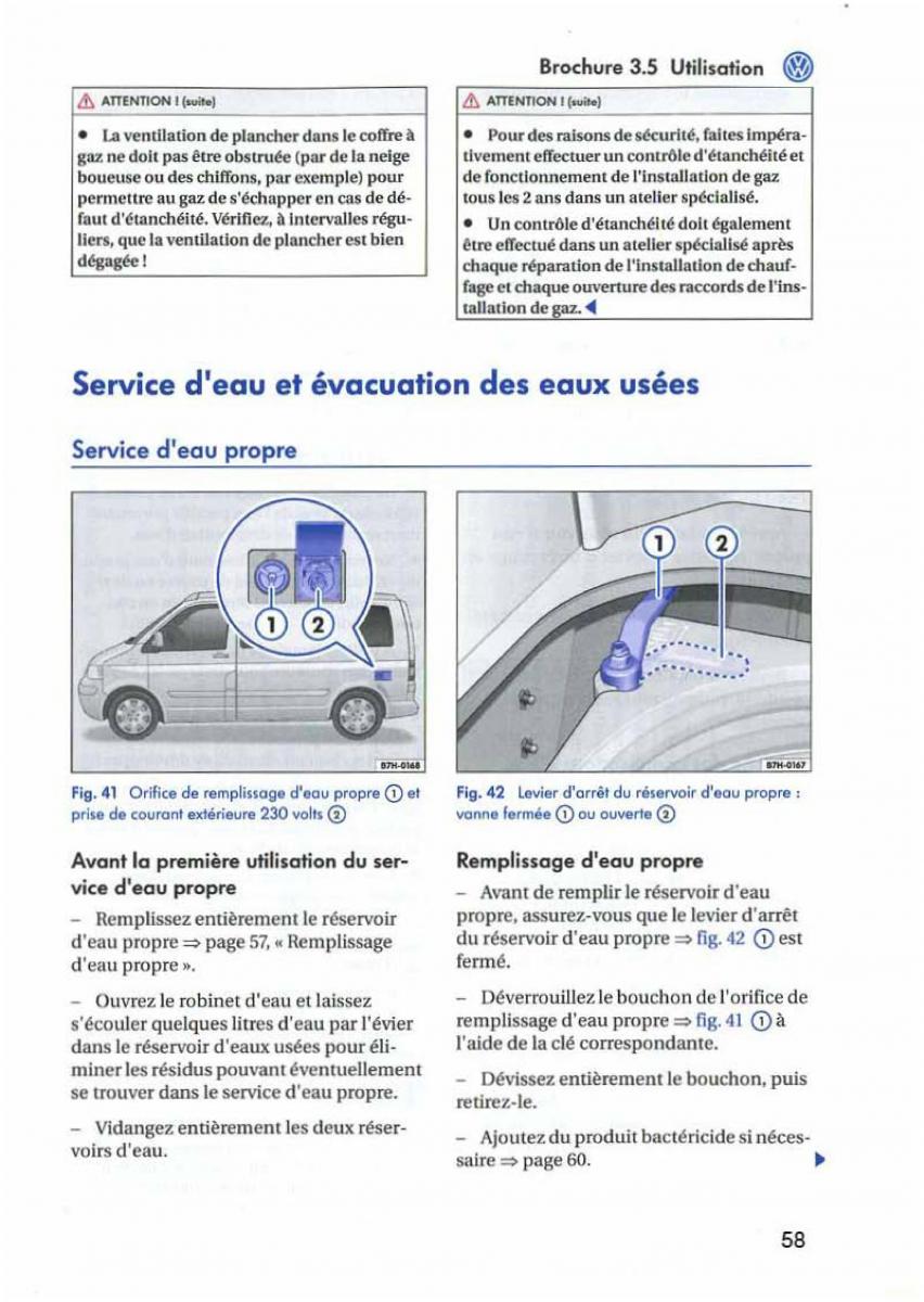 VW Transporter California T5 manuel du proprietaire / page 59