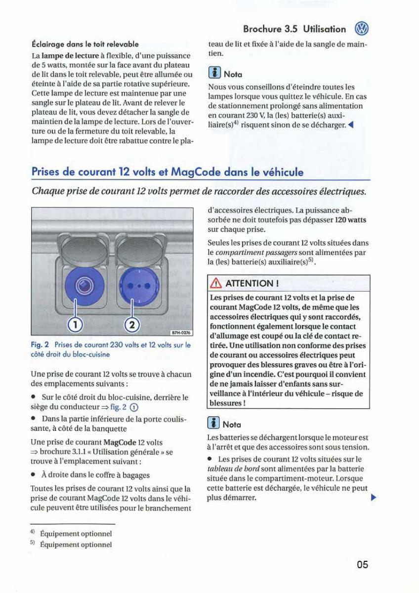 VW Transporter California T5 manuel du proprietaire / page 6