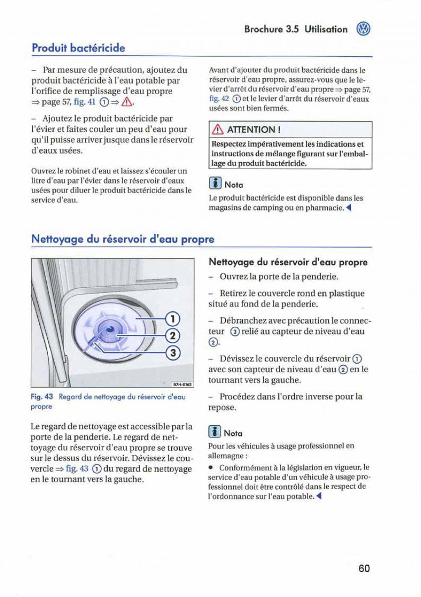 VW Transporter California T5 manuel du proprietaire / page 61