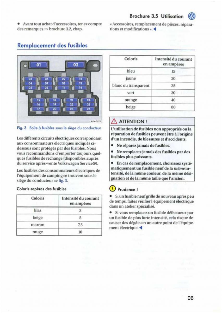 VW Transporter California T5 manuel du proprietaire / page 7