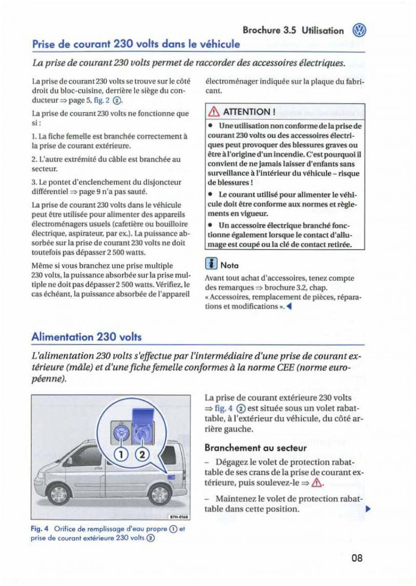 VW Transporter California T5 manuel du proprietaire / page 9