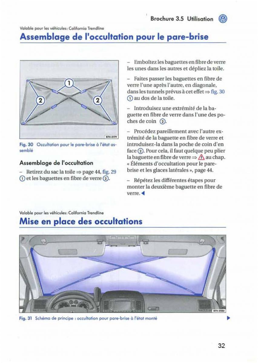 VW Transporter California T5 manuel du proprietaire / page 33