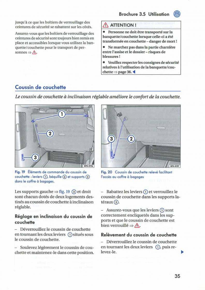 VW Transporter California T5 manuel du proprietaire / page 36