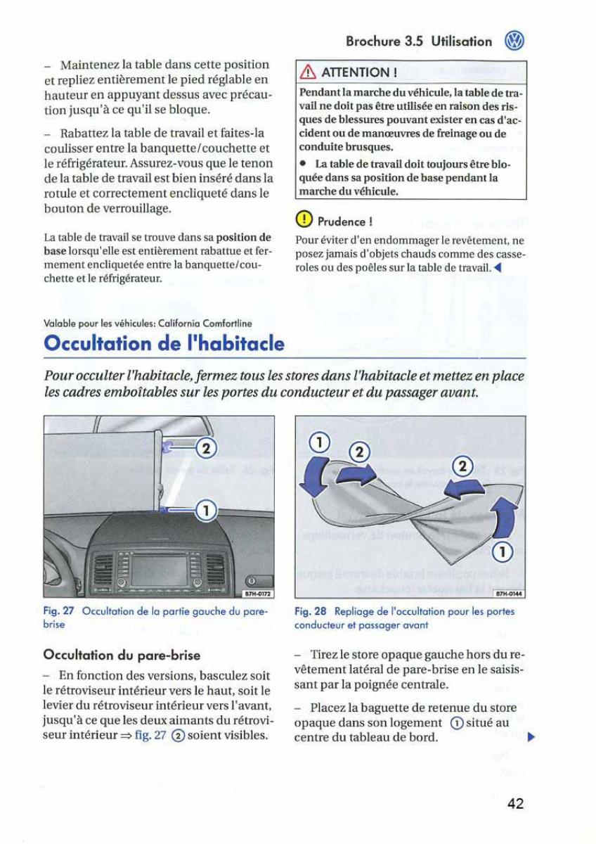 VW Transporter California T5 manuel du proprietaire / page 43