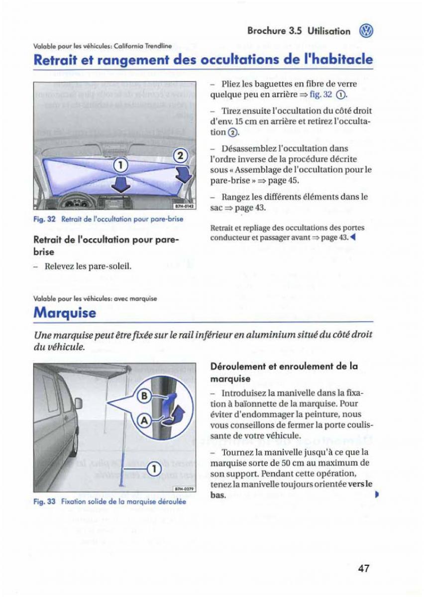 VW Transporter California T5 manuel du proprietaire / page 48