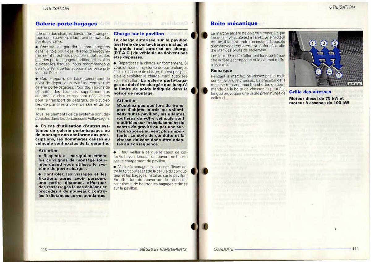 VW Transporter T4 manuel du proprietaire / page 57