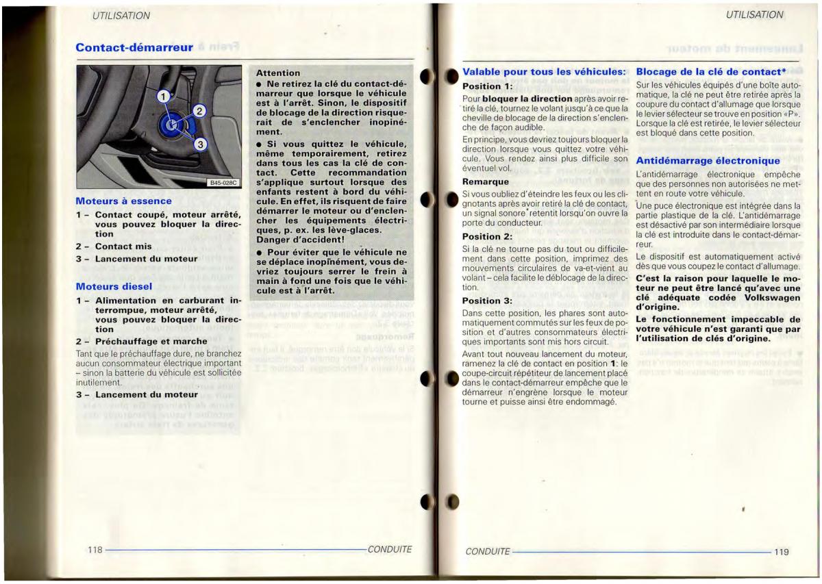 VW Transporter T4 manuel du proprietaire / page 61