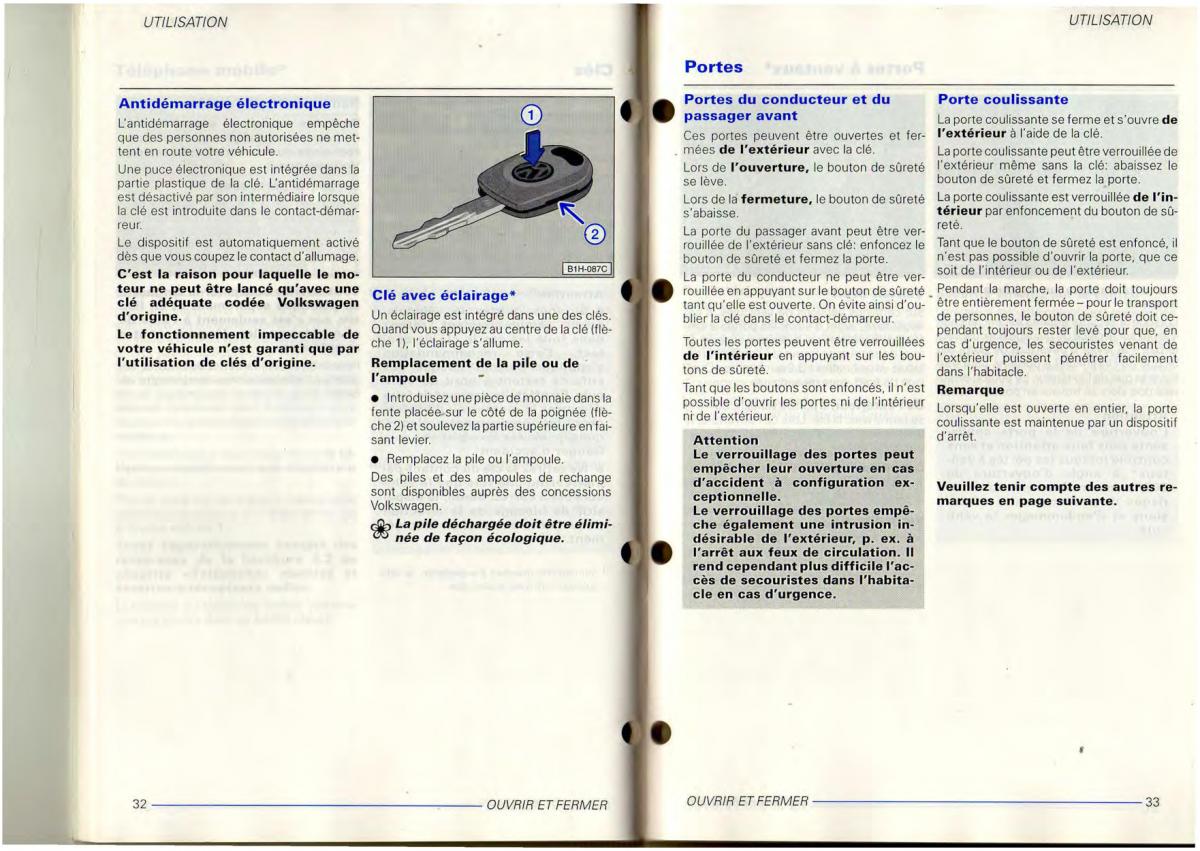 VW Transporter T4 manuel du proprietaire / page 18