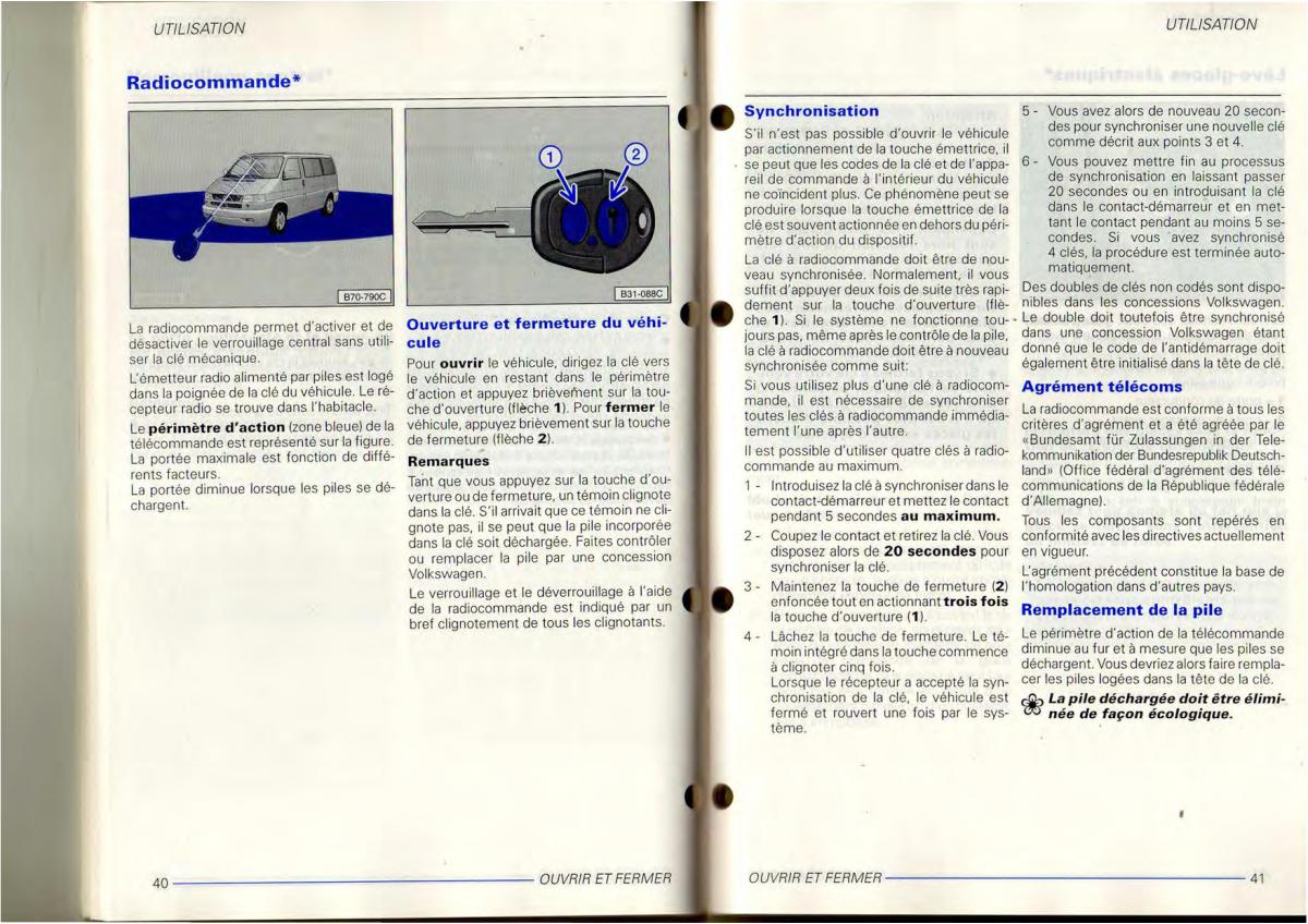 VW Transporter T4 manuel du proprietaire / page 22