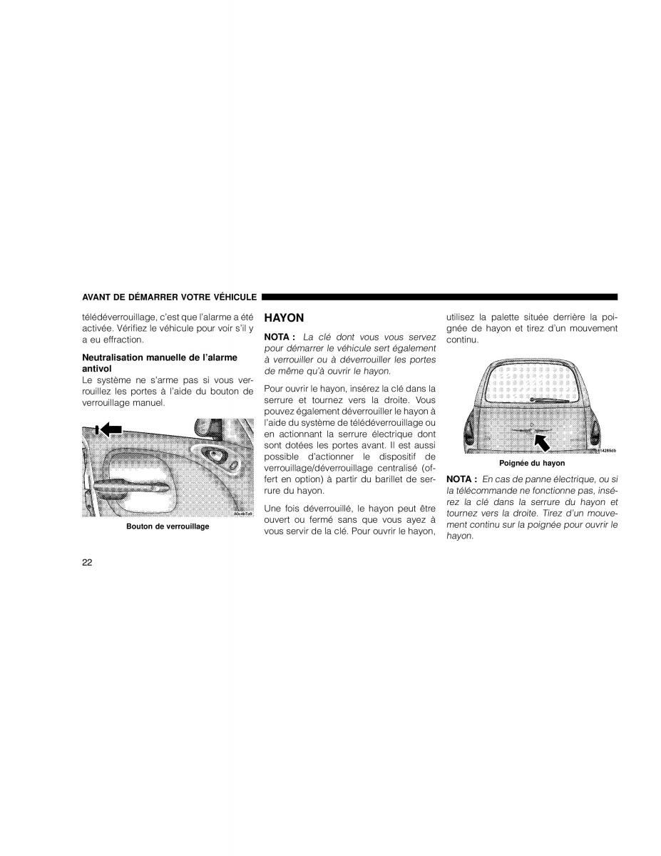 Chrysler PT Cruiser manuel du proprietaire / page 22