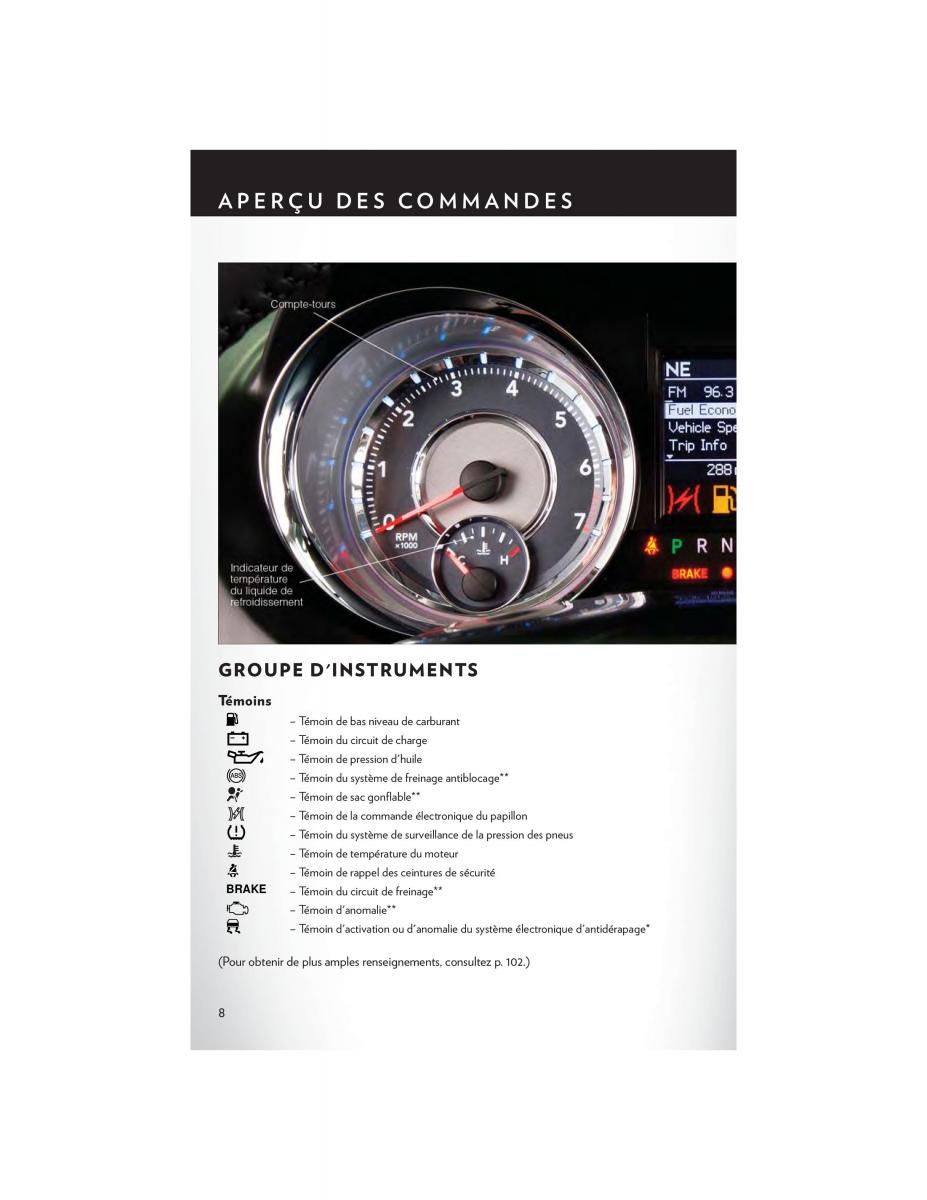 Chrysler Town and Country V 5 manuel du proprietaire / page 10