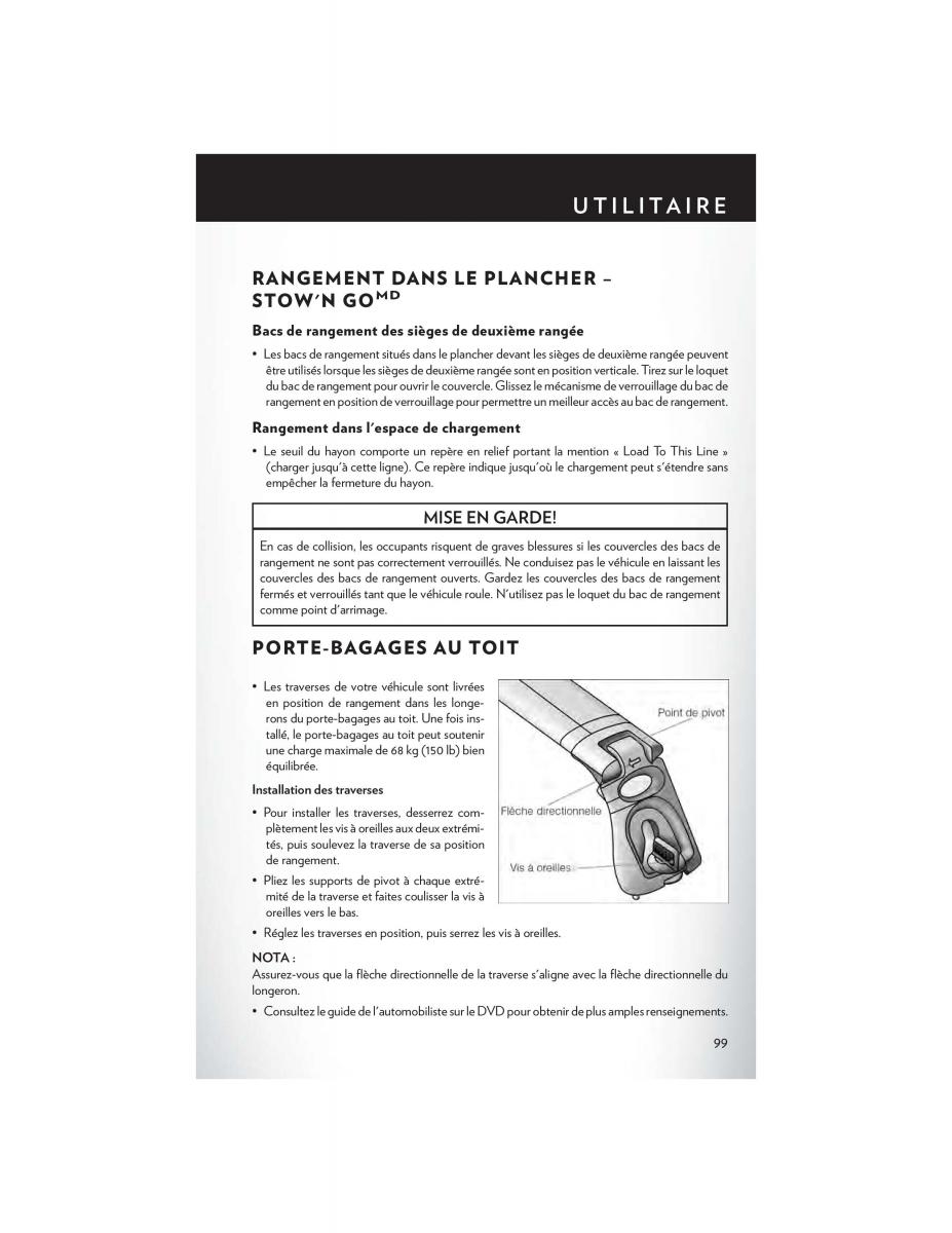 Chrysler Town and Country V 5 manuel du proprietaire / page 101