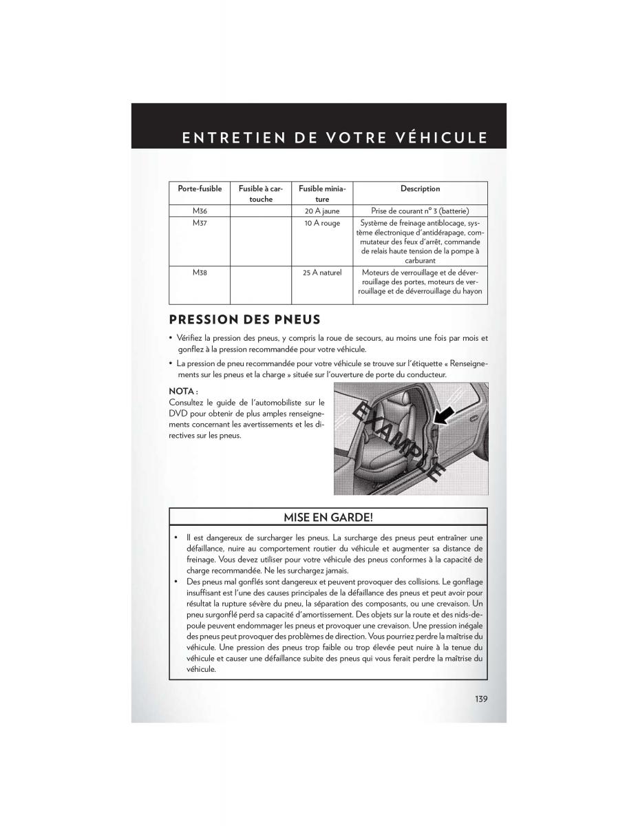 Chrysler Town and Country V 5 manuel du proprietaire / page 141