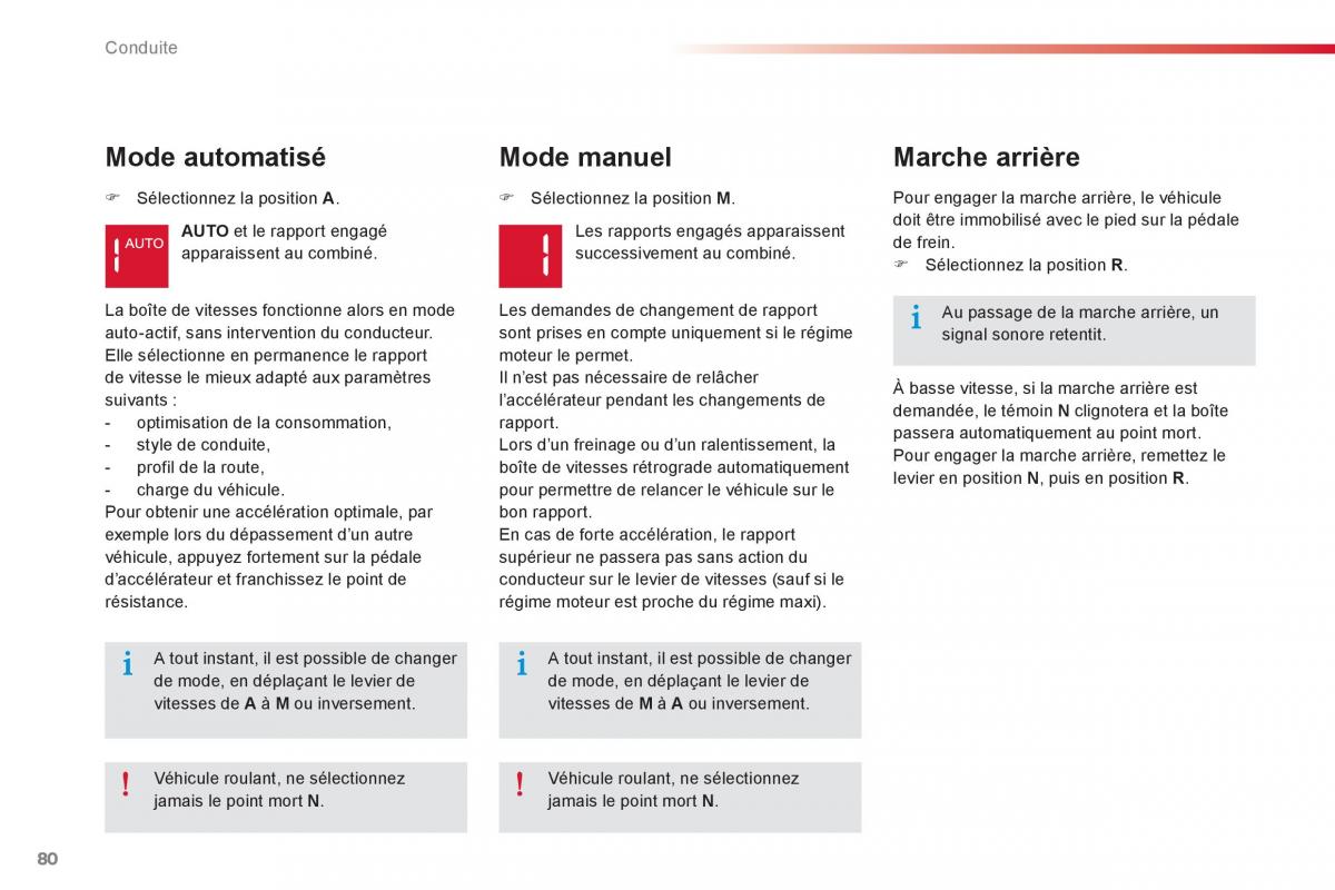 Citroen C Elysee manuel du proprietaire / page 82