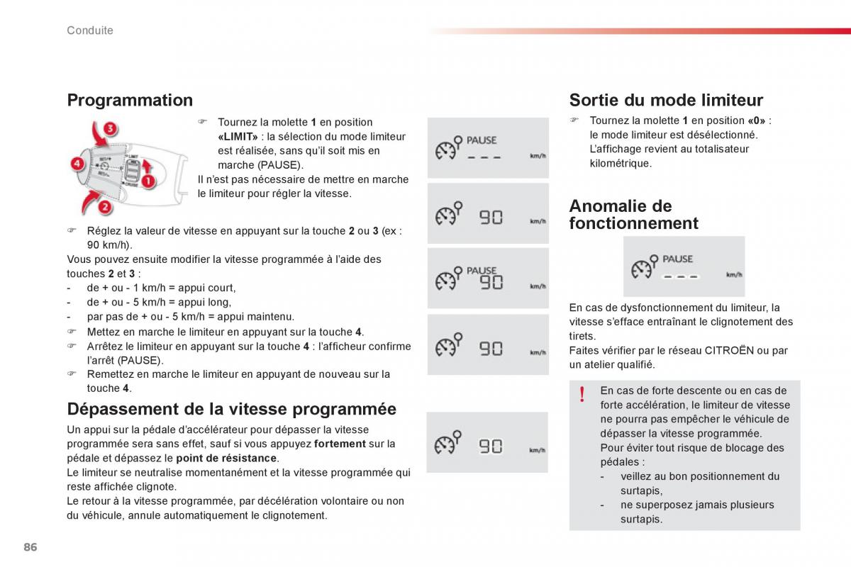 Citroen C Elysee manuel du proprietaire / page 88