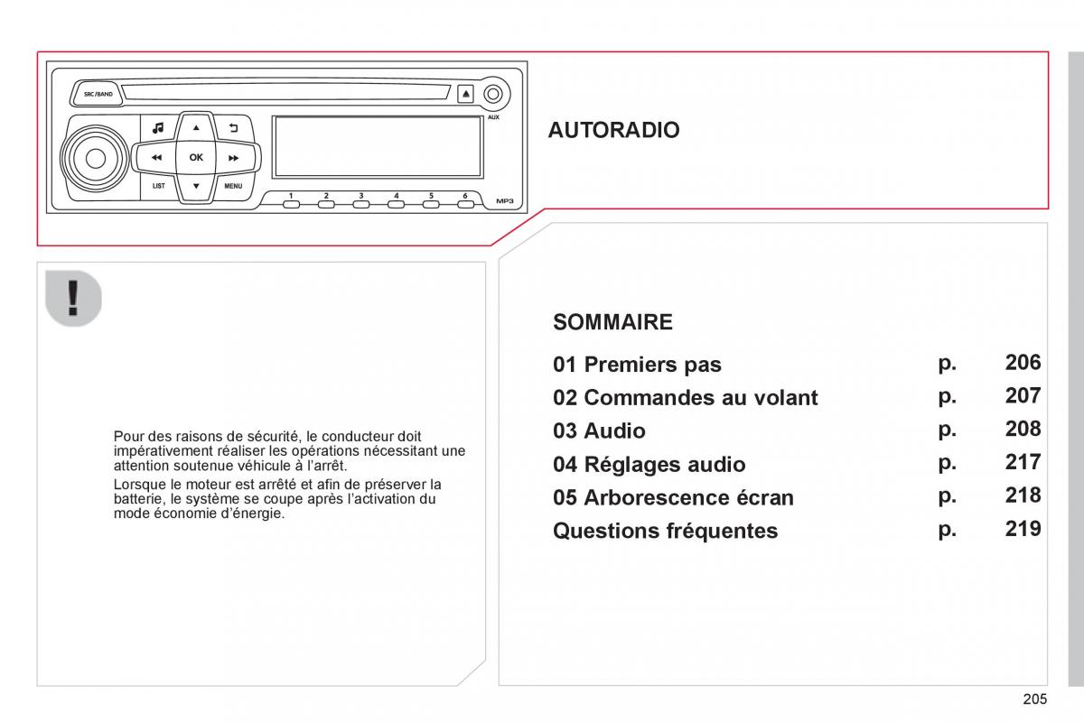 Citroen C Elysee manuel du proprietaire / page 207