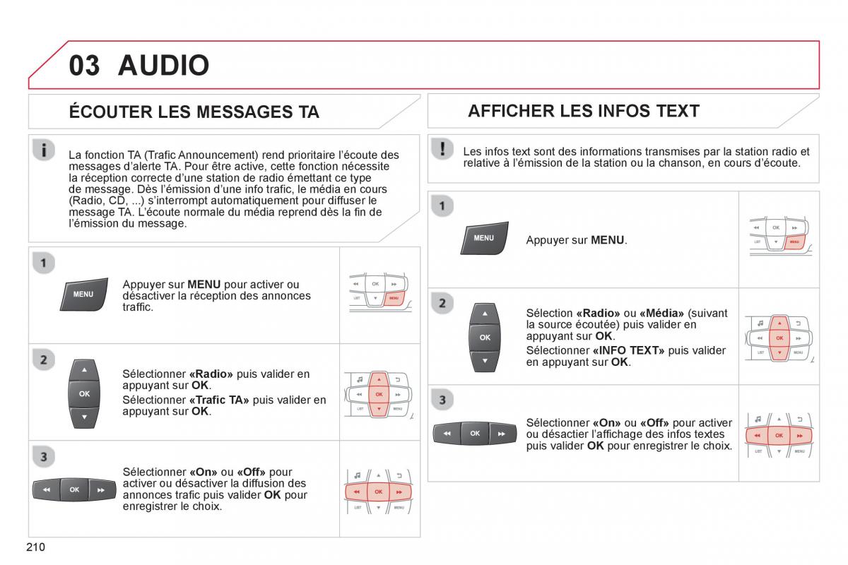 Citroen C Elysee manuel du proprietaire / page 212