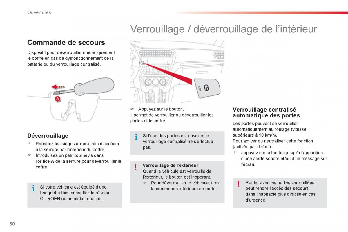 Citroen C Elysee manuel du proprietaire / page 52