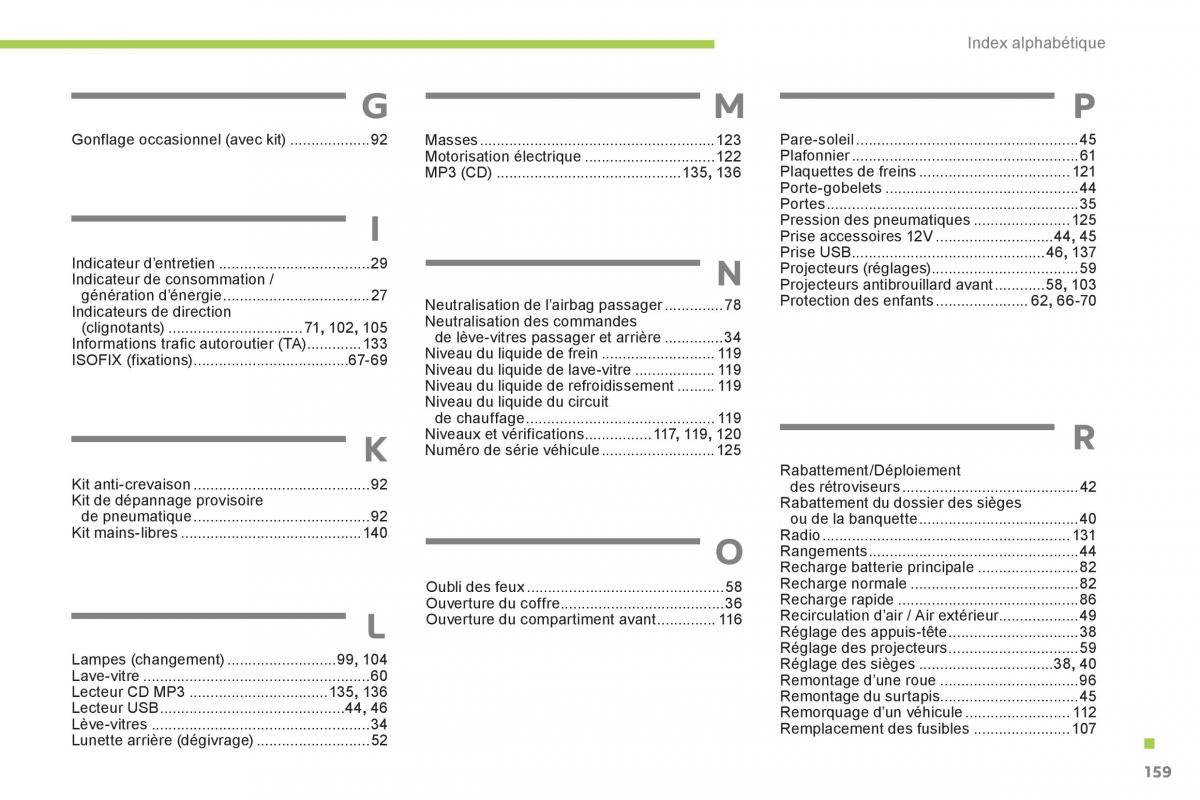 Citroen C Zero manuel du proprietaire / page 161