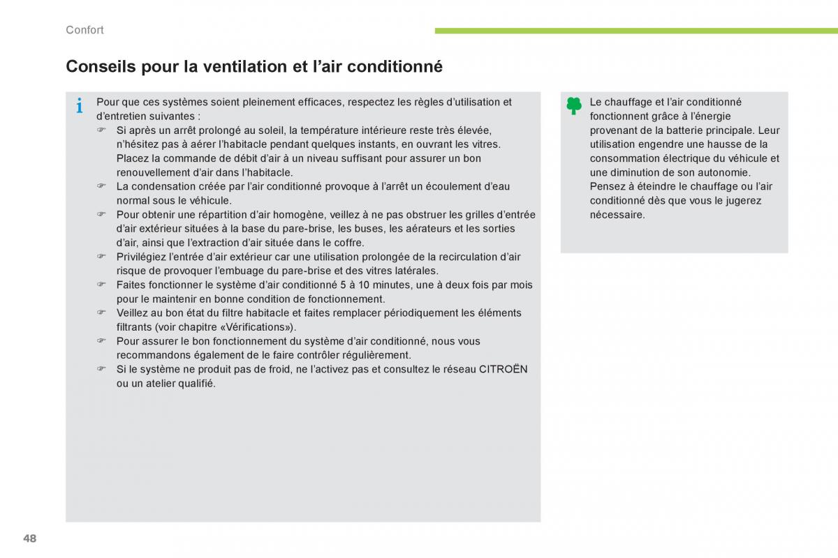 Citroen C Zero manuel du proprietaire / page 50