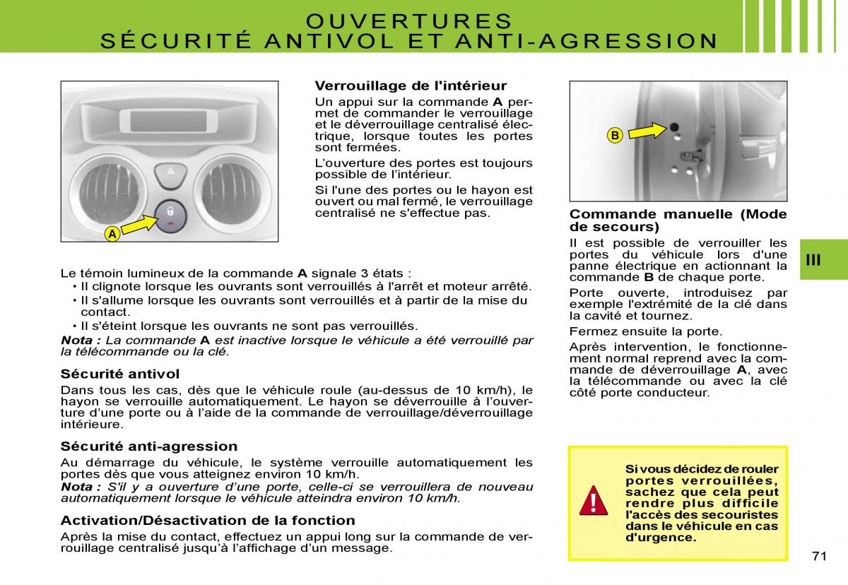 Citroen C2 manuel du proprietaire / page 73