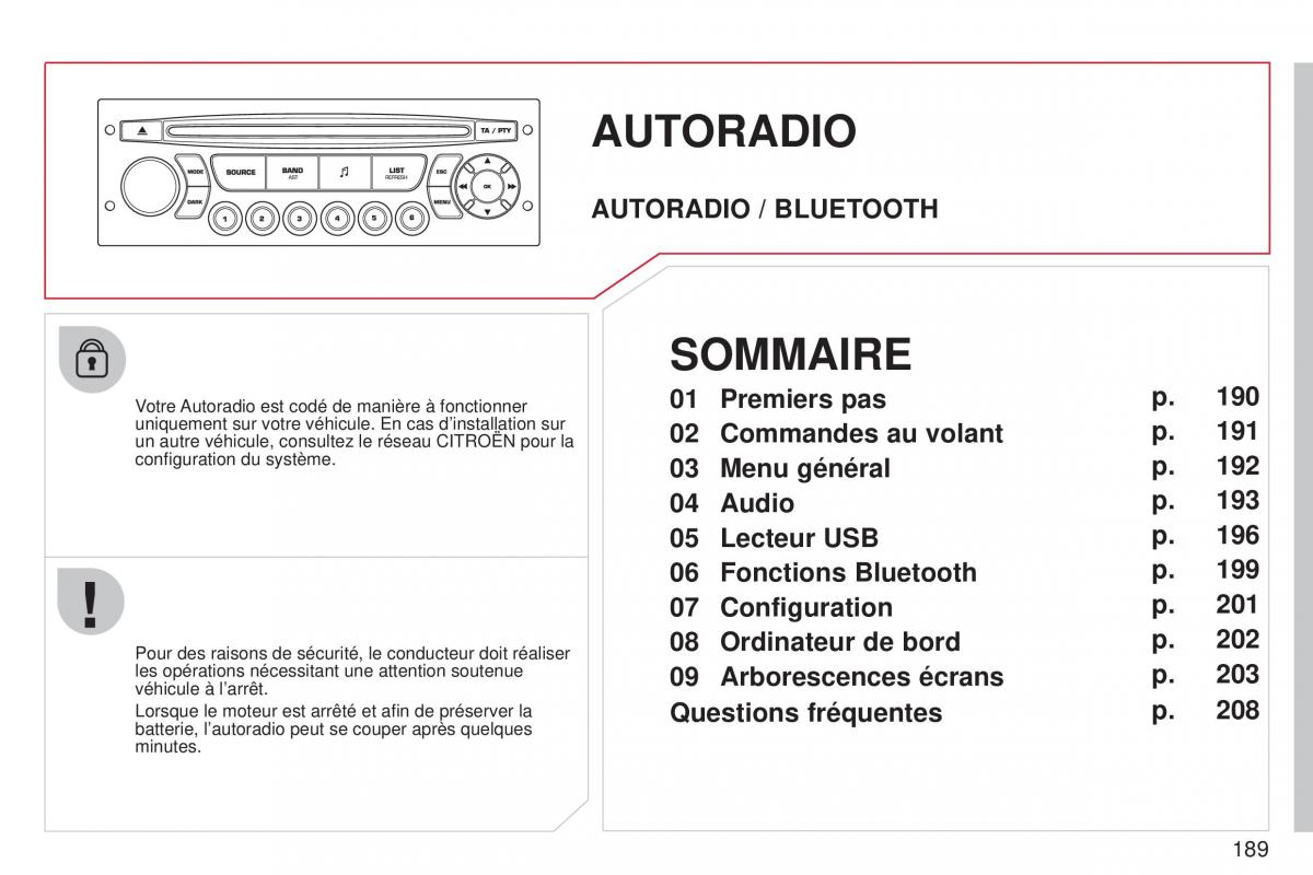 Citroen C3 Picasso manuel du proprietaire / page 191