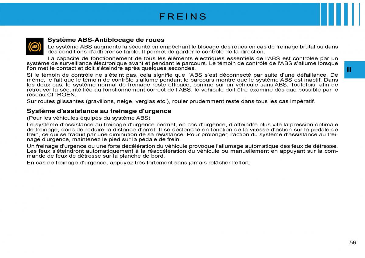 Citroen C3 Pluriel manuel du proprietaire / page 62