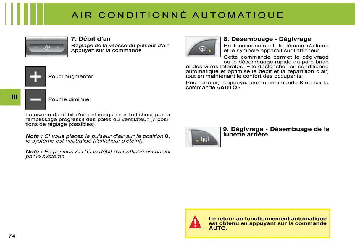 Citroen C3 Pluriel manuel du proprietaire / page 78