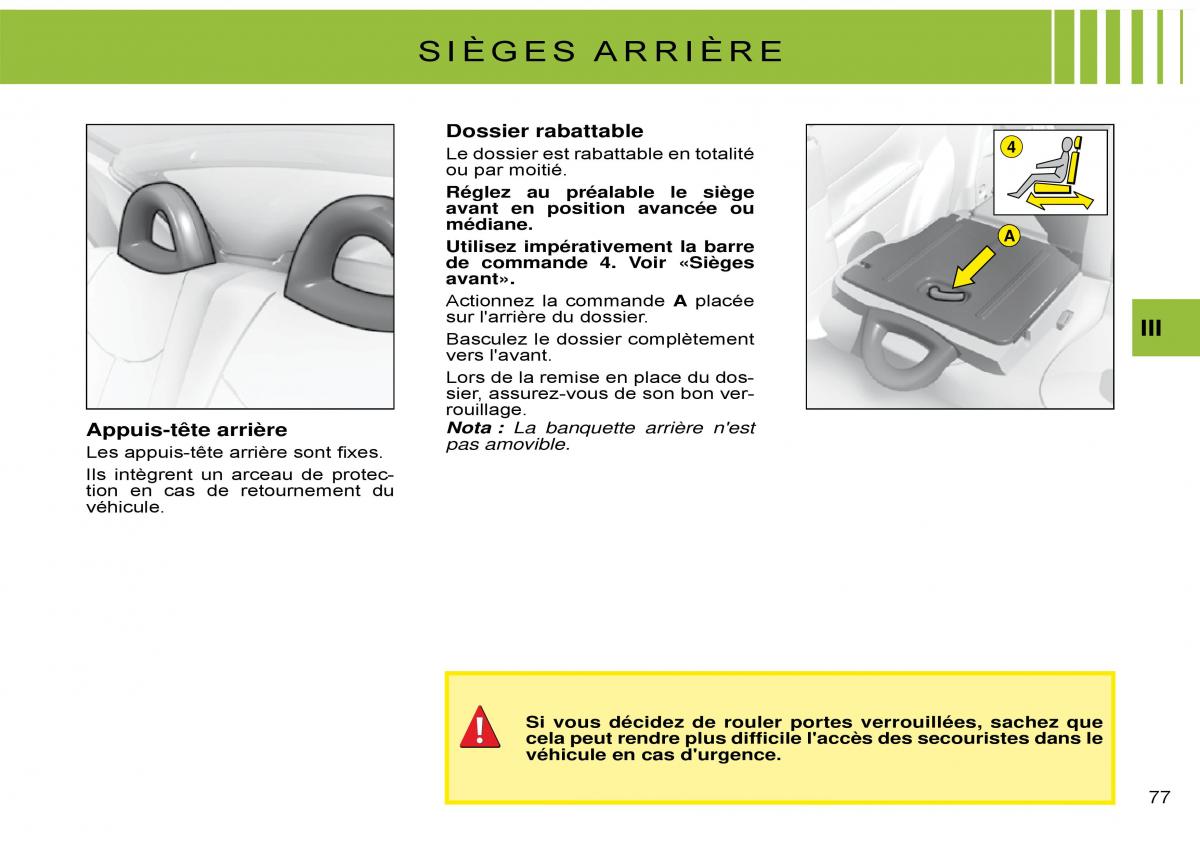 Citroen C3 Pluriel manuel du proprietaire / page 81