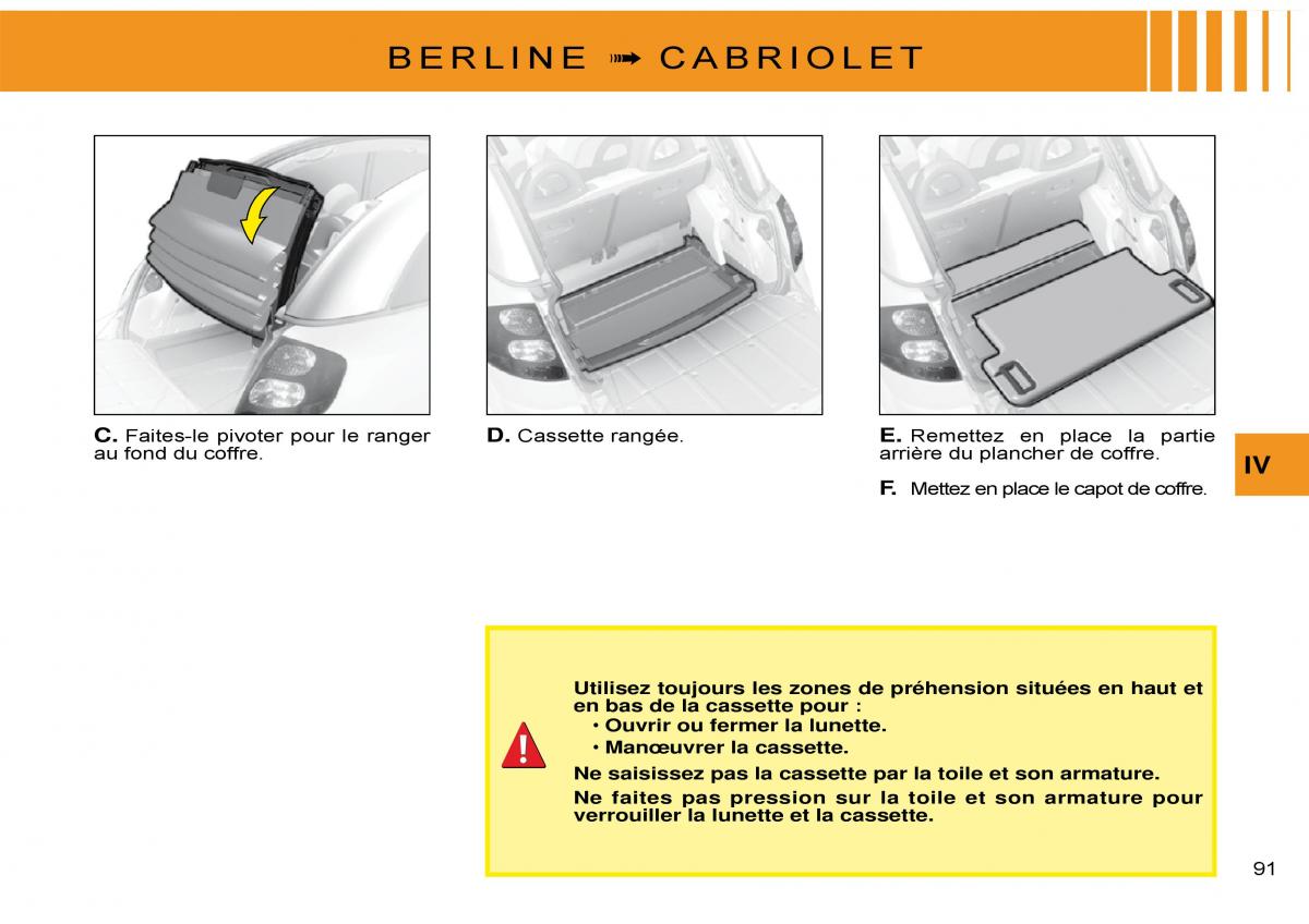 Citroen C3 Pluriel manuel du proprietaire / page 95