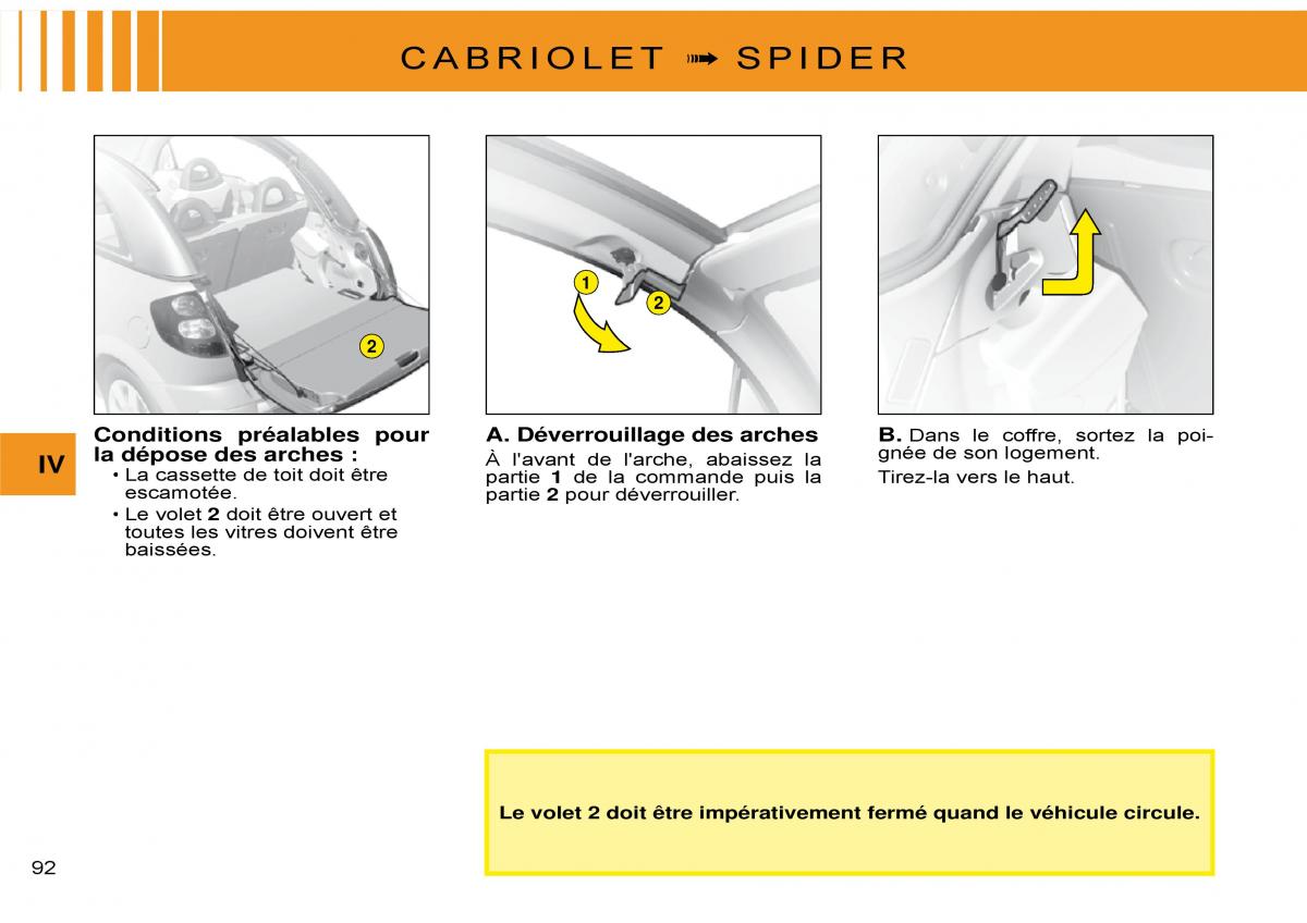 Citroen C3 Pluriel manuel du proprietaire / page 96