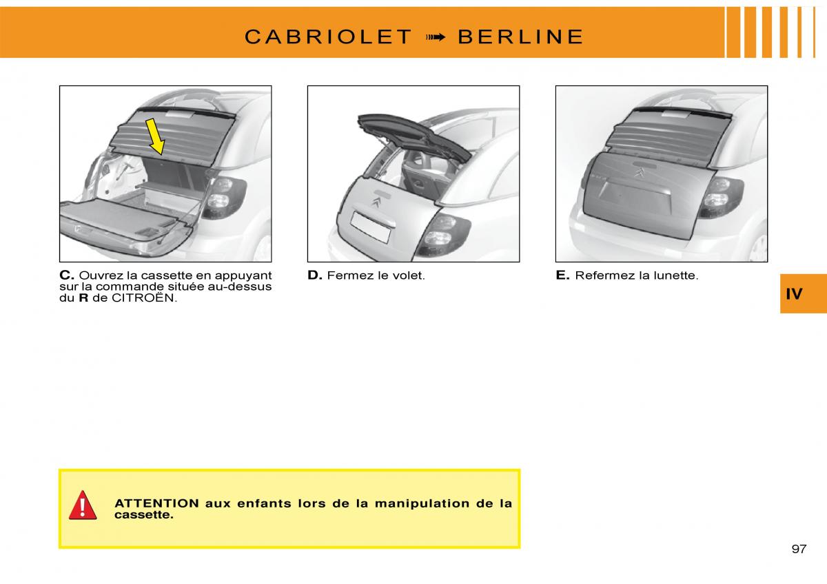 Citroen C3 Pluriel manuel du proprietaire / page 101