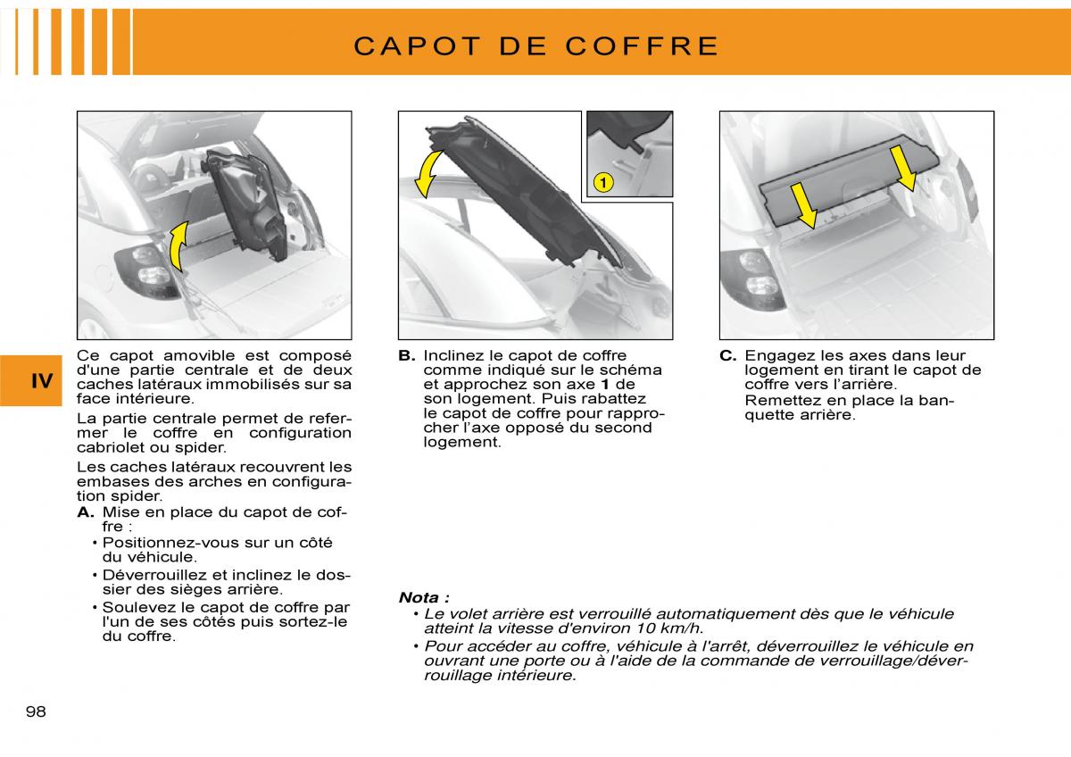 Citroen C3 Pluriel manuel du proprietaire / page 102