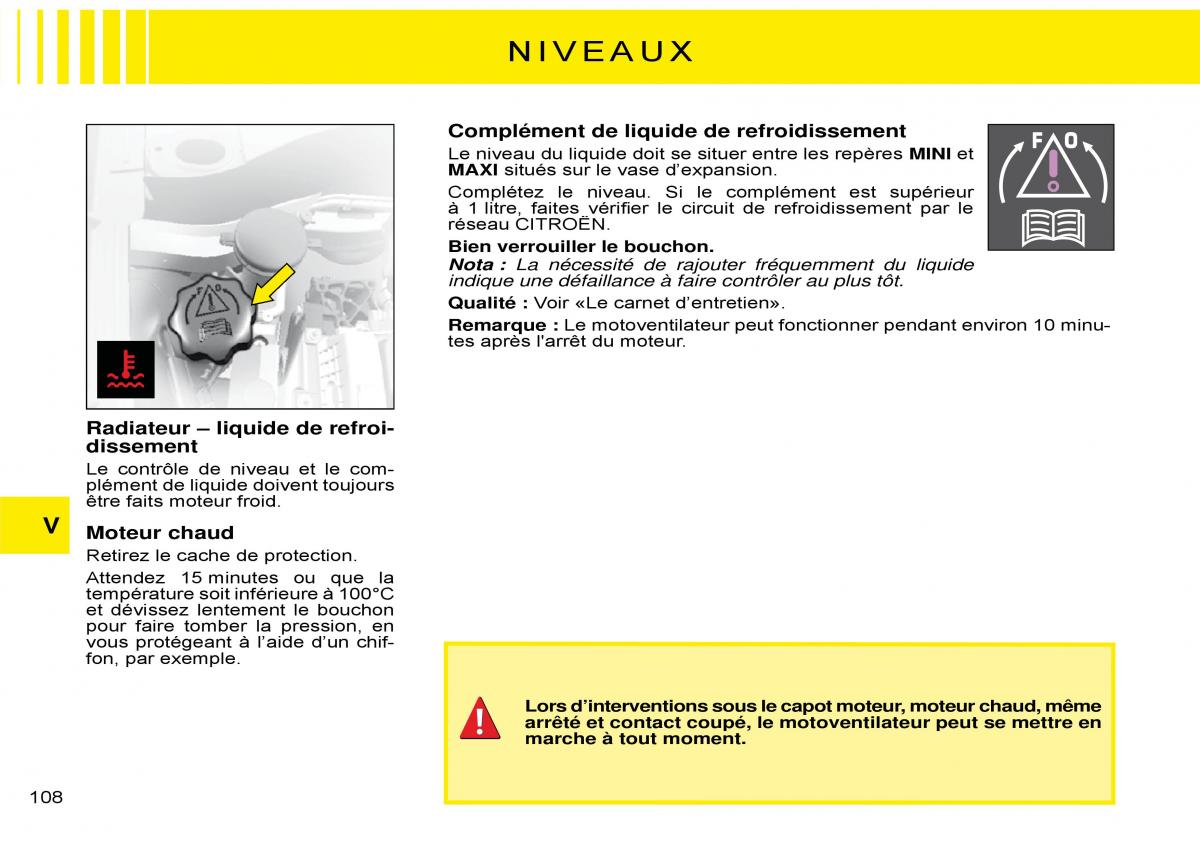 Citroen C3 Pluriel manuel du proprietaire / page 109