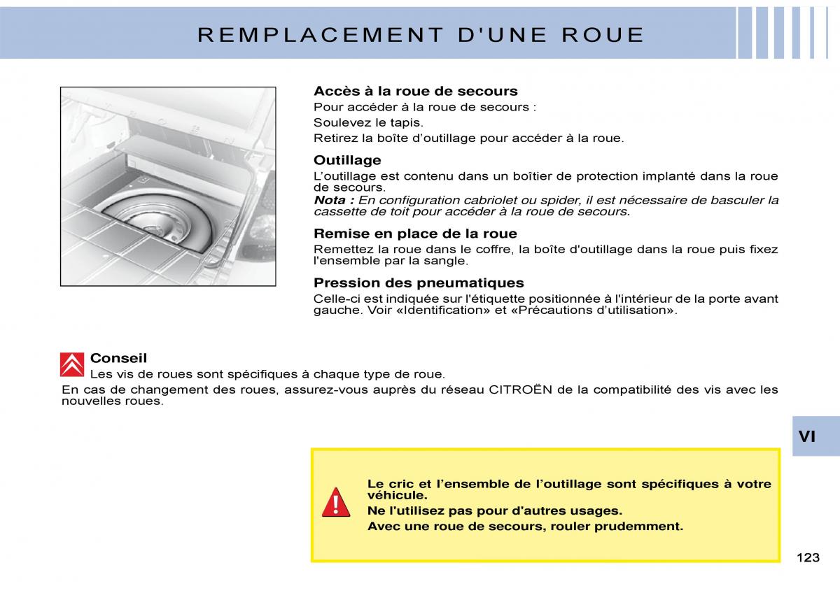 Citroen C3 Pluriel manuel du proprietaire / page 129