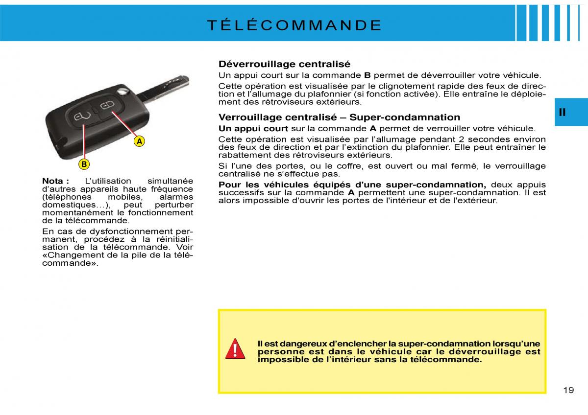 Citroen C3 Pluriel manuel du proprietaire / page 22