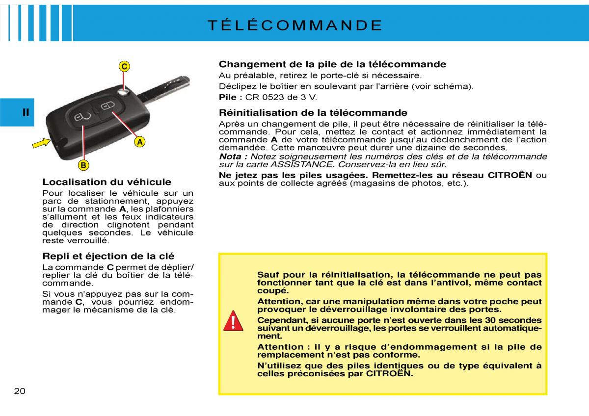 Citroen C3 Pluriel manuel du proprietaire / page 23