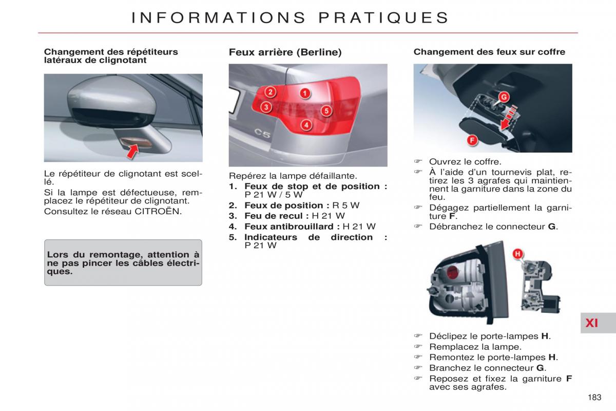 Citroen C5 II 2 manuel du proprietaire / page 185