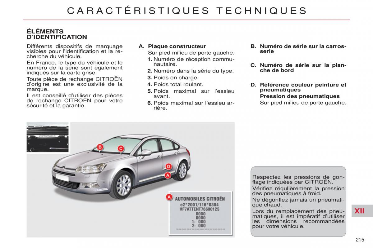 Citroen C5 II 2 manuel du proprietaire / page 217